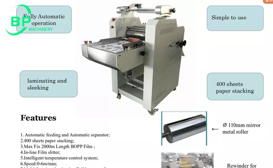 Machine de stratification de film professionnel pour la stratification latérale simple de format de papier A3 maximum